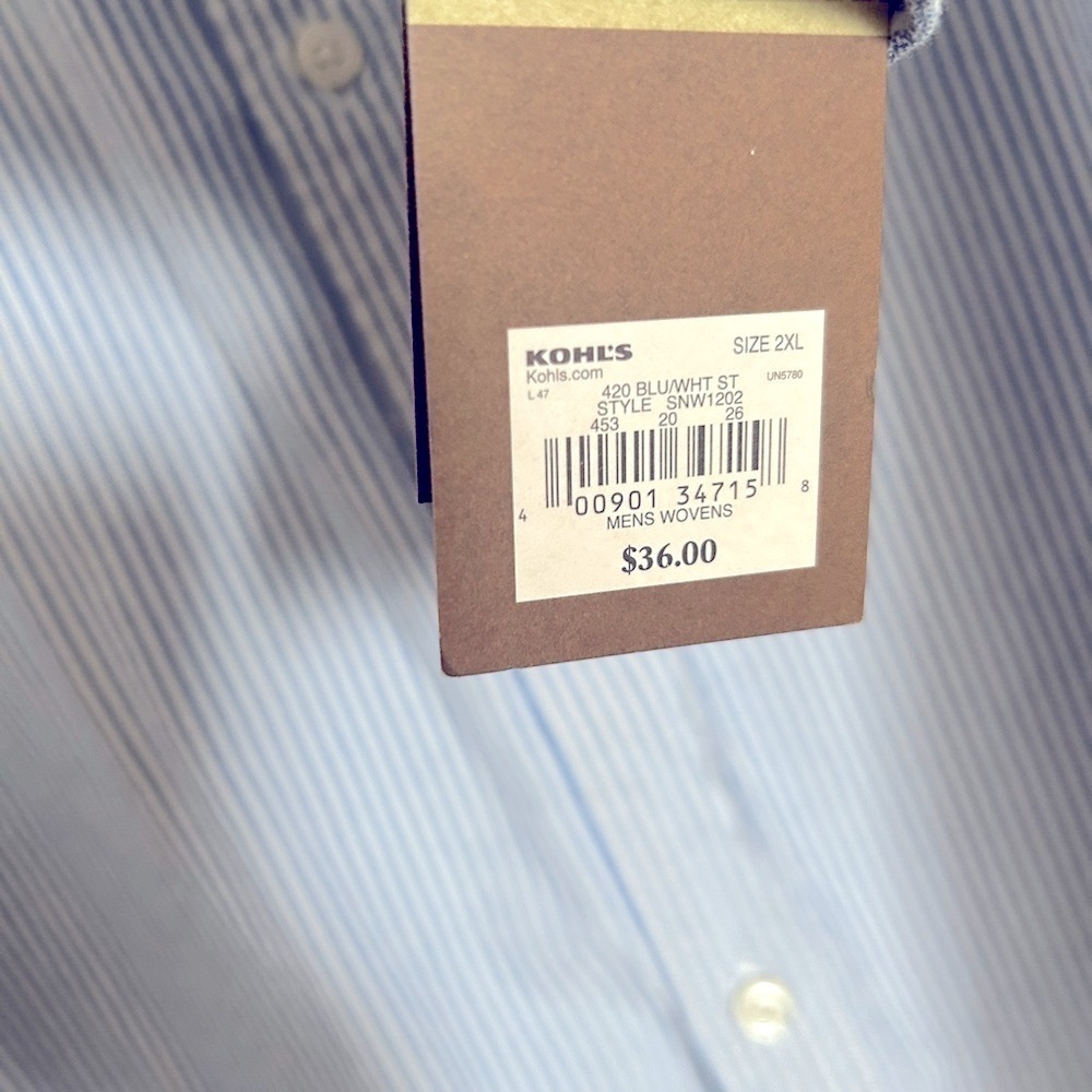 NWT Sonoma Oxford Blue and White  Button Down Long Sleeve Shirt XXL​​​​​​​​ - Picture 4 of 10